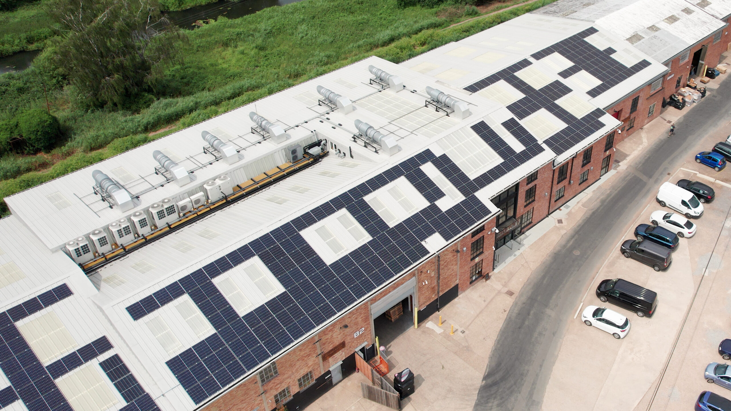 Solar panels on the Tannery Studios offices