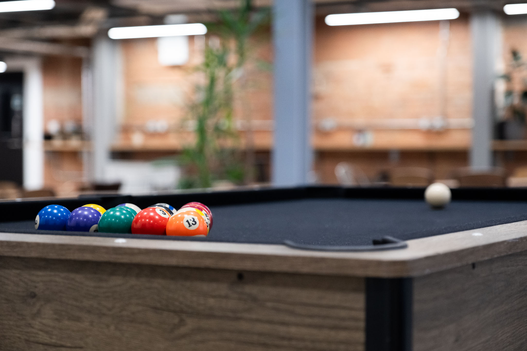 Pool Table In The Atrium Pool table in the Tannery Studios atrium. The pool table is for tenants use during work breaks